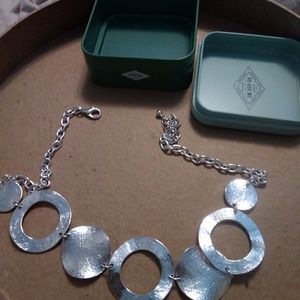 Fossil silver circles necklace